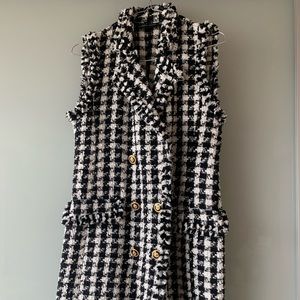 Zara Checkered Blazer Dress, Size M, Black/White